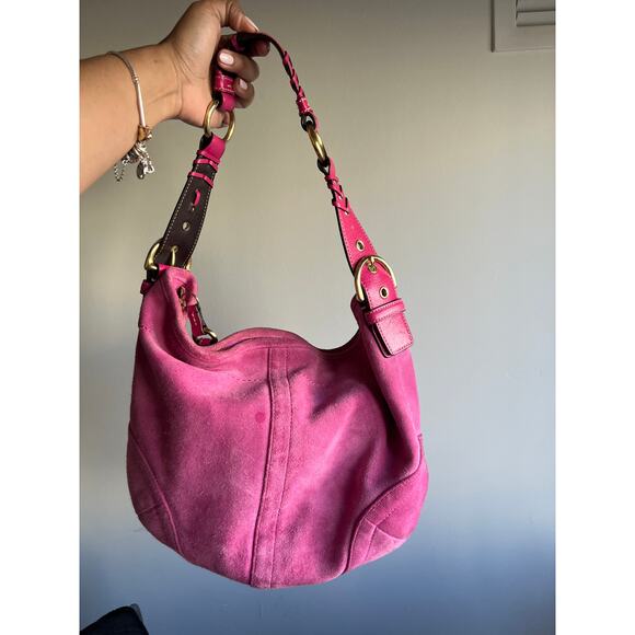 Vintage 2004 Coach Pink Suede Shoulder Bag - Picture 3 of 9